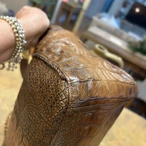 Brahmin Toasted Almond Anne Croc Handbag - Picture 10 of 16